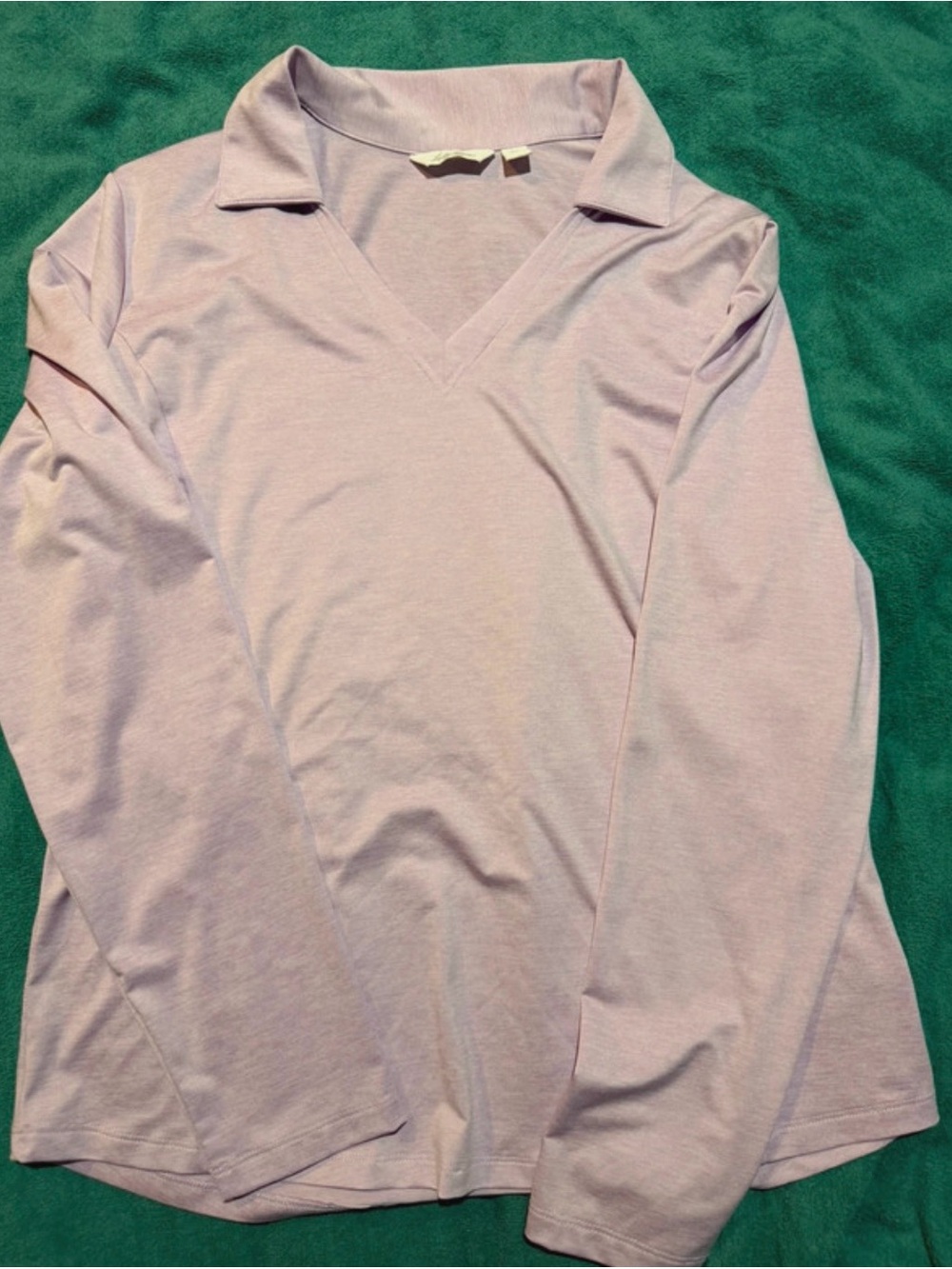 Lady Hagen Lavender Polo Style Long Sleeve Top